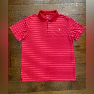 Izod Performance Polo, Men’s Medium, Red Striped, Moisture Wicking
